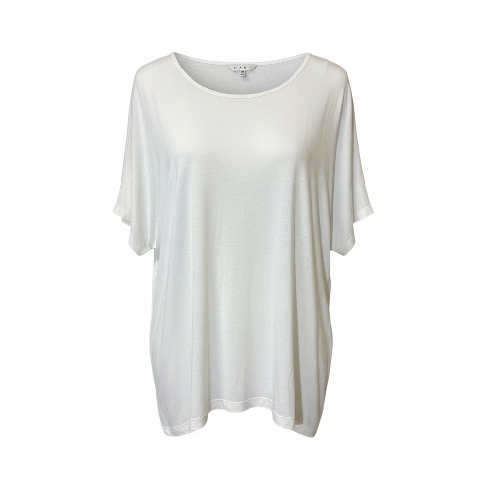 Cabi #495 White Oversized Edge Tee Dolman Sleeve Tunic Top XS Extra Small Loose